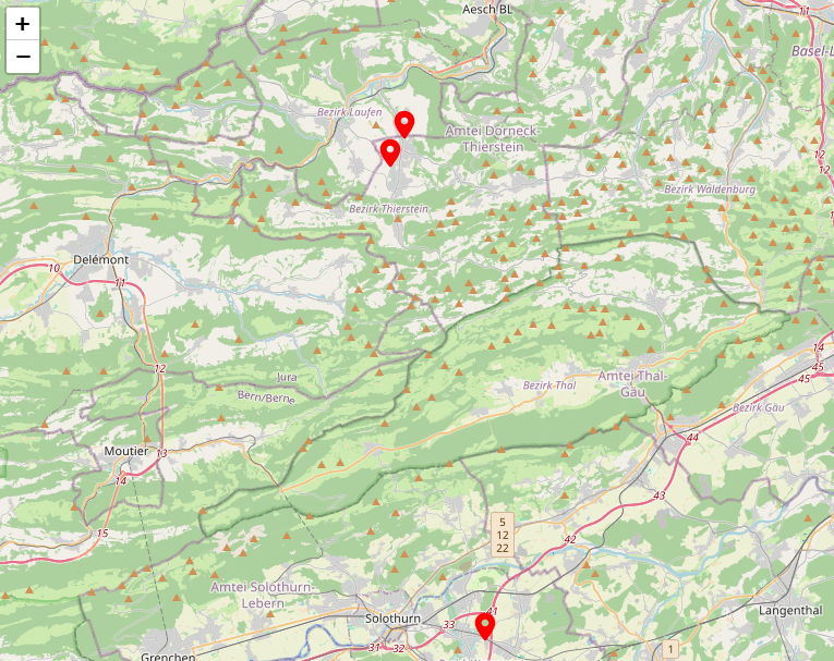 Overview map of all monitored locations