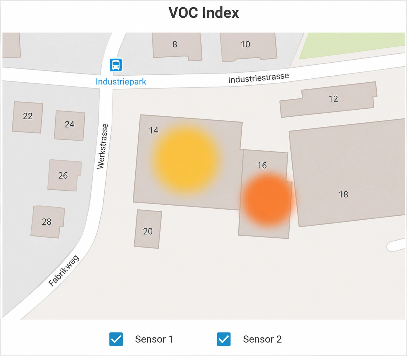 Floor plan map coloured by VOC level